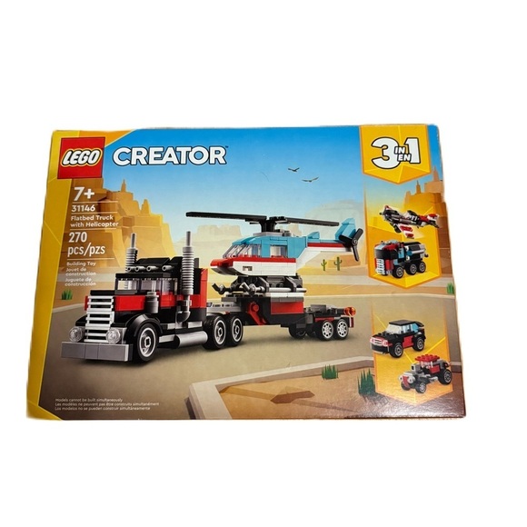 LEGO Creator 3-in-1 Firetruck Set NEW Flatbed Truck with Helicopter (31146) - Picture 1 of 3